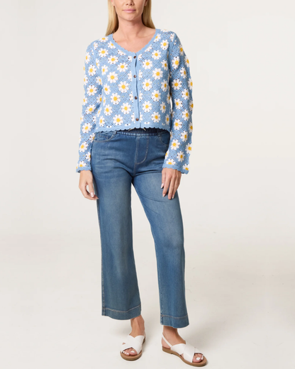 Crochet Daisy Scallop Cardigan