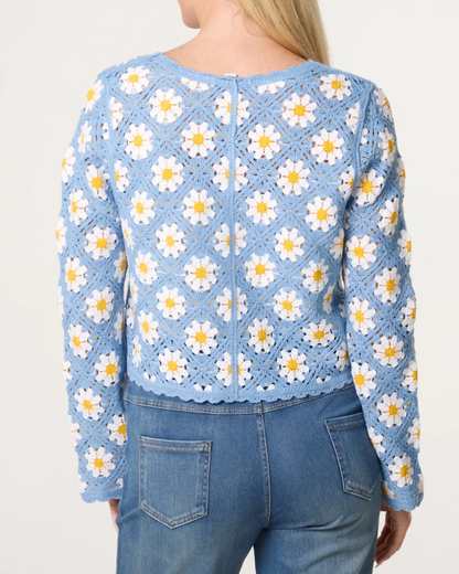 Crochet Daisy Scallop Cardigan
