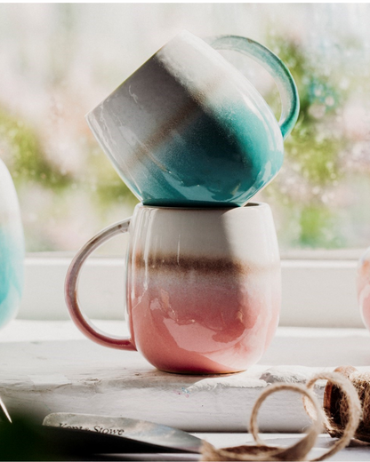 Dip Glazed Ombre Turquoise Mug