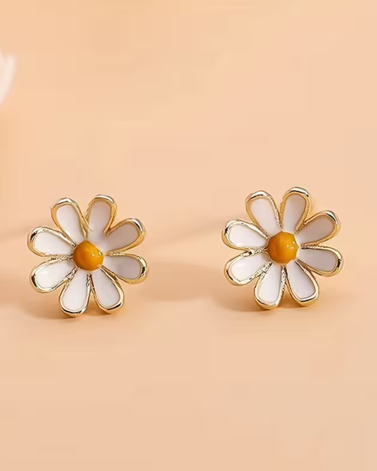 Enamel Daisy Stud Earrings
