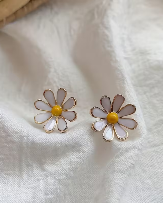 Enamel Daisy Stud Earrings