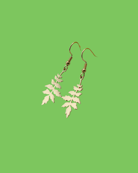 Brass Fern Leaf Earrings