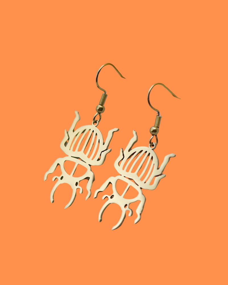 Brass Beetle Earrings