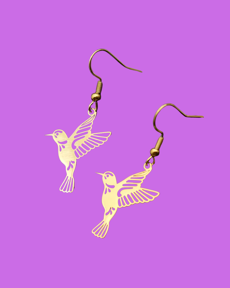 Brass Hummingbird Earrings