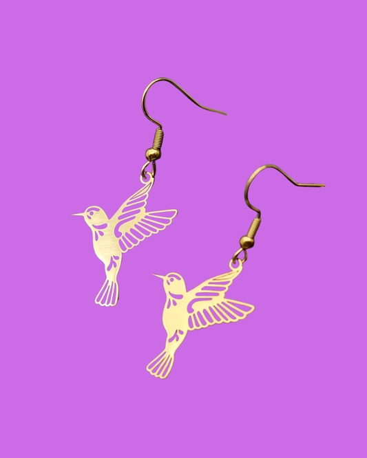 Brass Hummingbird Earrings
