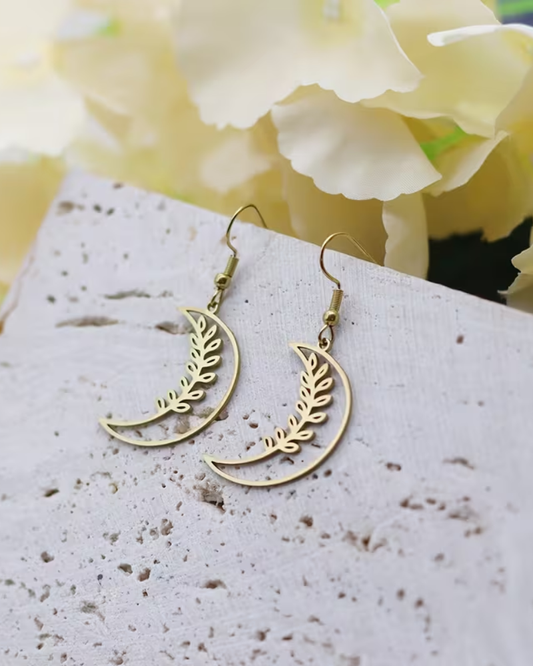 Brass Crescent Moon Earrings