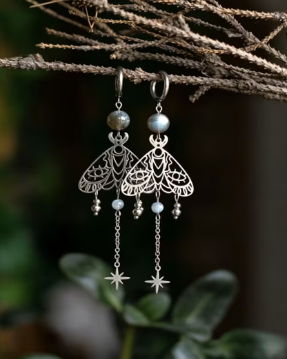 Boho Hollow Moth Drop Earrings