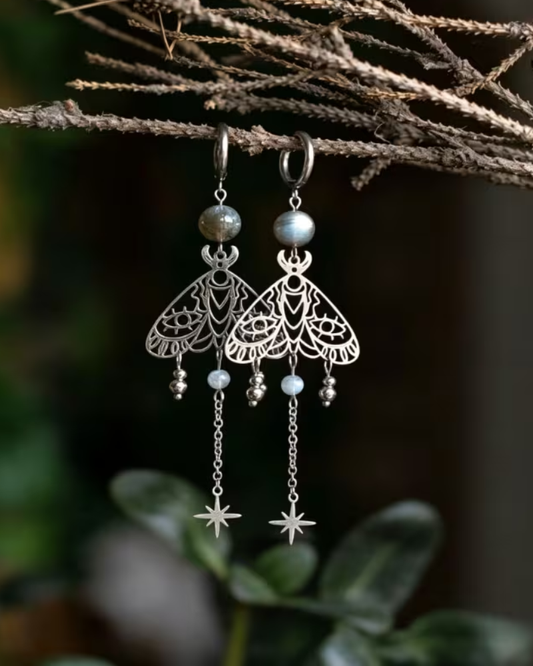 Boho Hollow Moth Drop Earrings