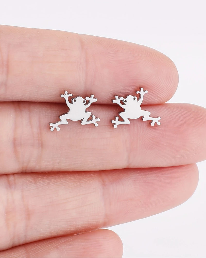 Tree Frog Silver Stud Earrings