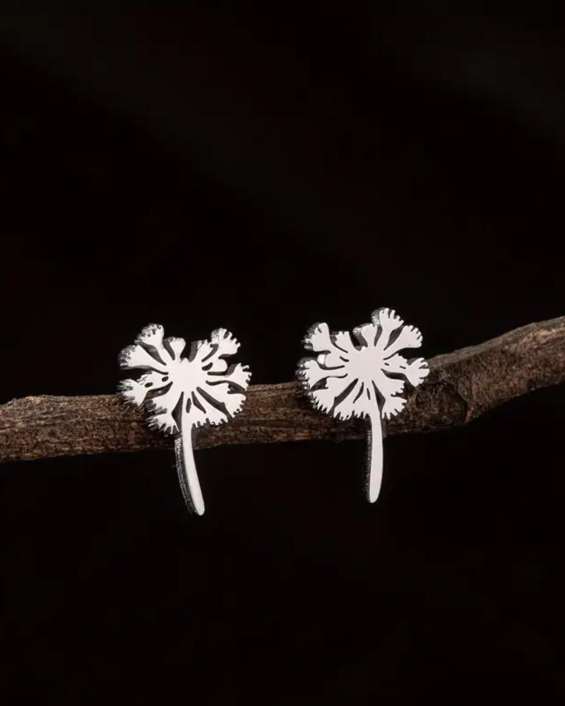 Tiny Dandelion Flower Stud Earrings