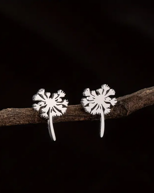 Tiny Dandelion Flower Stud Earrings