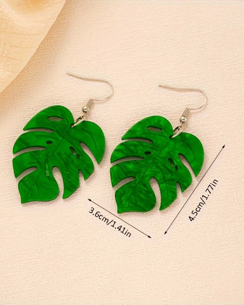 Monstera Leaf Acrylic Earrings