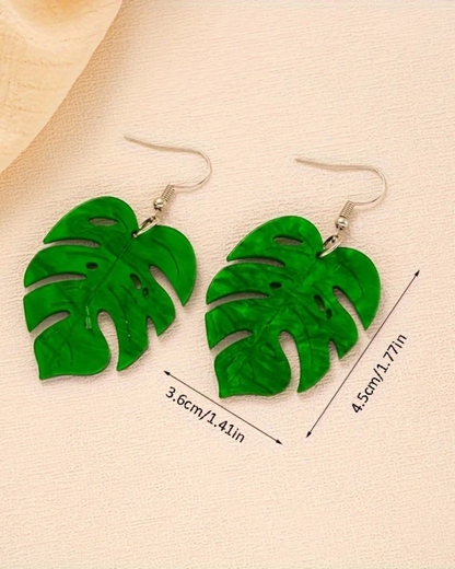 Monstera Leaf Acrylic Earrings