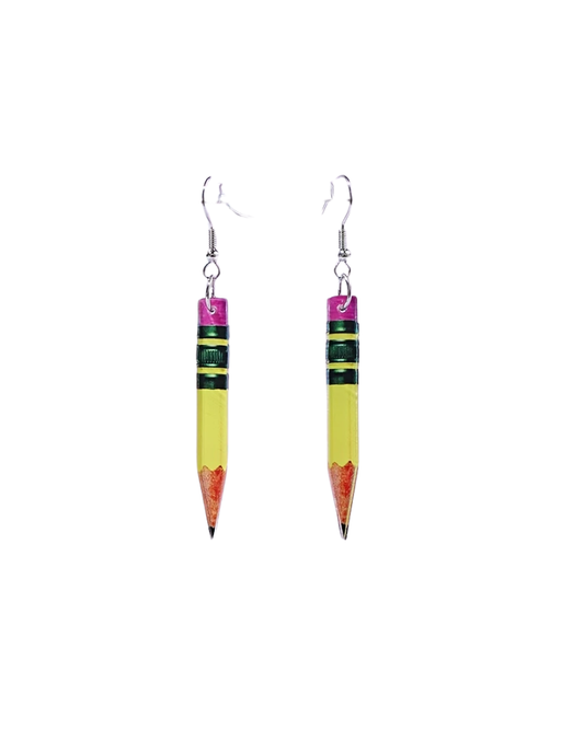 Pencil Resin Drop Earrings