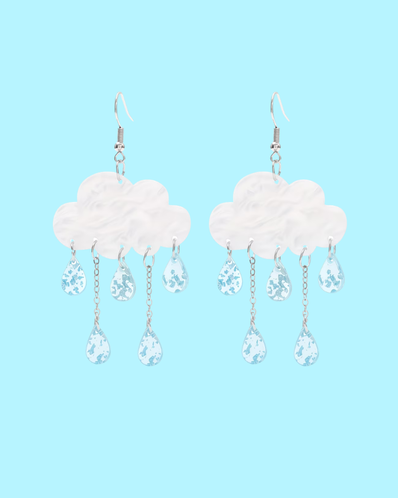 Raincloud Drop Earrings in Blue