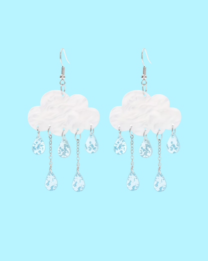 Raincloud Drop Earrings in Blue