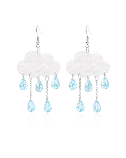 Raincloud Drop Earrings in Blue