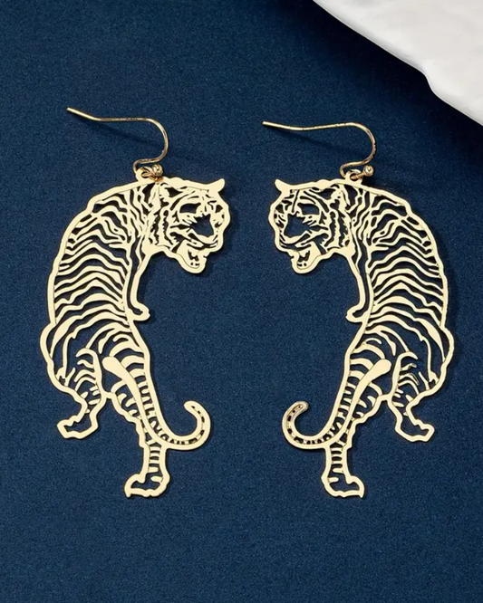 Gold Tiger Statement Earrings
