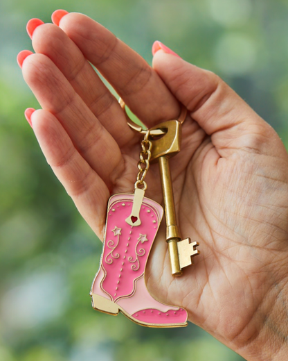 Cowboy Boot Enamel Keyring