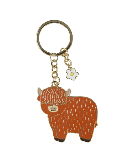 Highland Cow Enamel Keyring