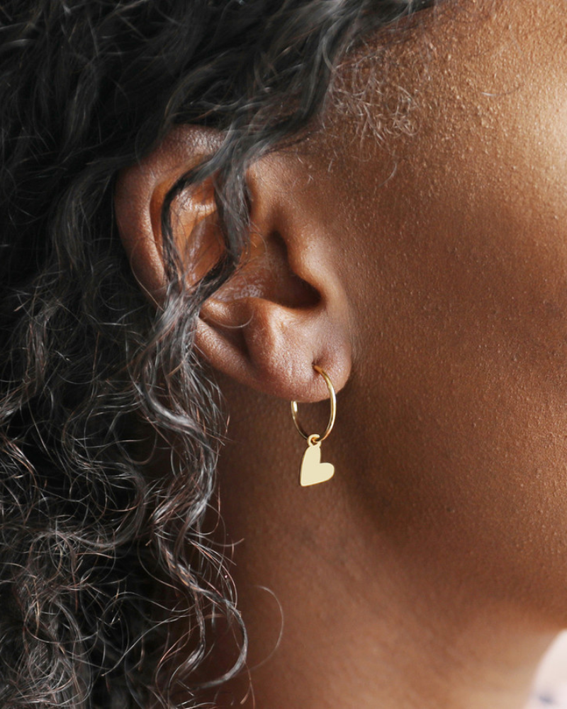 Falling Heart Hoops 18k Gold