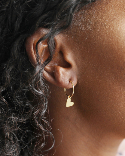 Falling Heart Hoops 18k Gold