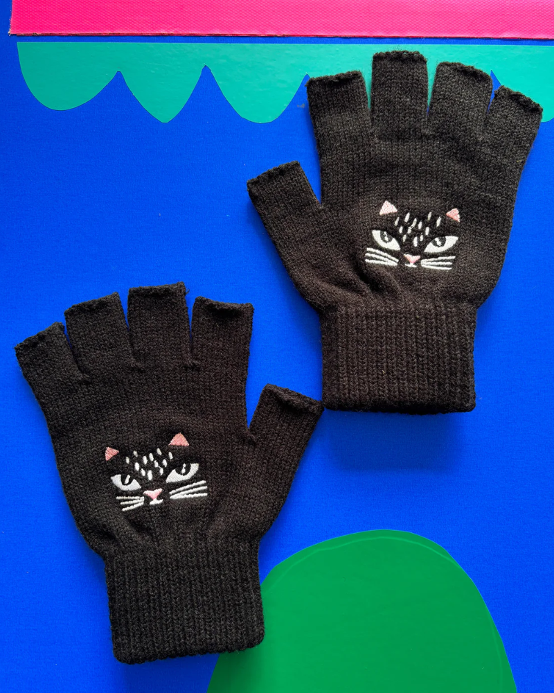 Feline Cat Fingerless Gloves