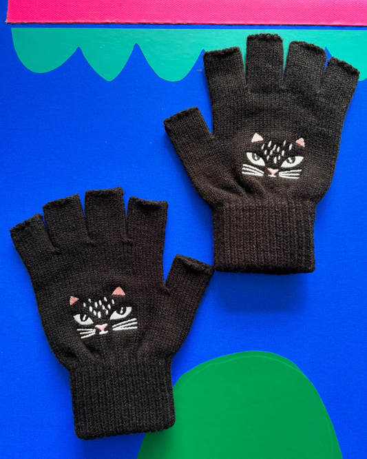 Feline Cat Fingerless Gloves