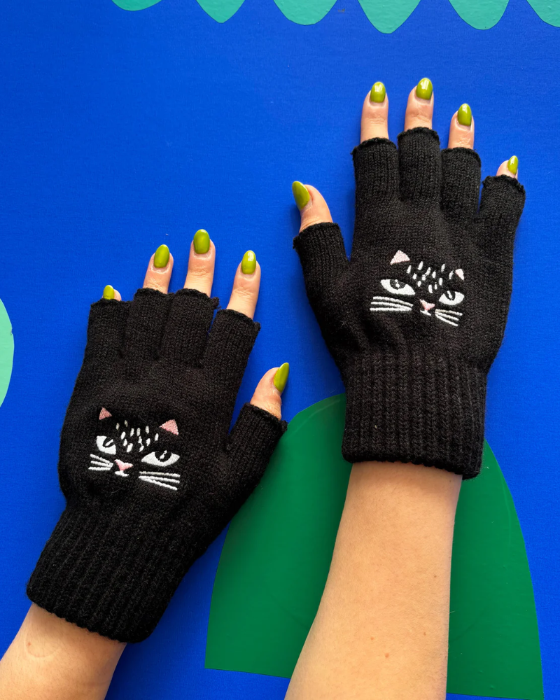 Feline Cat Fingerless Gloves