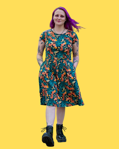 Squirrel Acorn Adventure Fit And Flare Tea Dress
