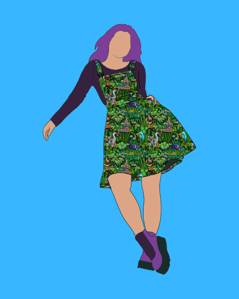 Pond Birds Flared Pinafore Dress