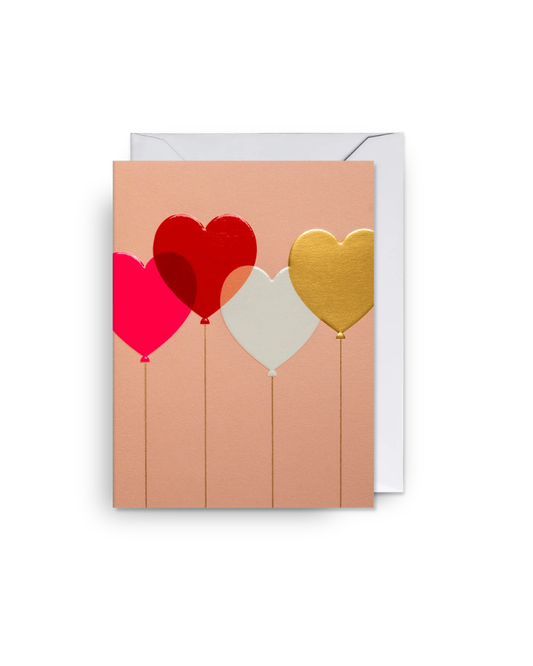 Floating Heart Balloons Mini Greeting Card