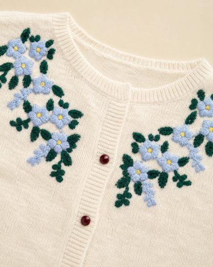 Forget Me Not Embroidered Cardigan