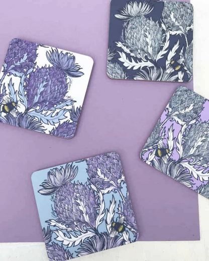 Flower of Scotland Thistle Coaster By Gillian Kyle