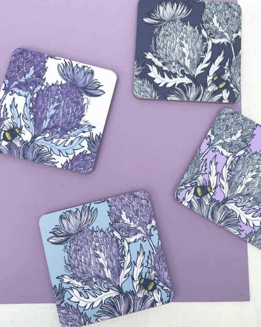 Flower of Scotland Thistle Coaster By Gillian Kyle