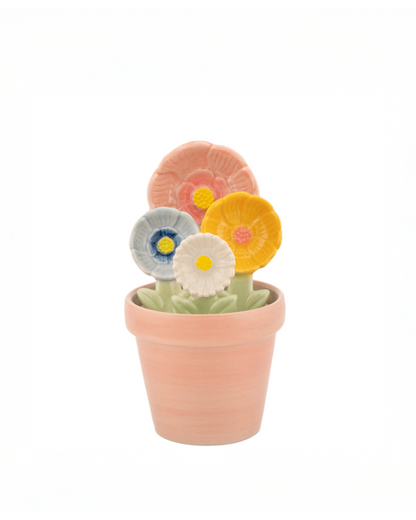 Flower Measuring Spoons In Pot Set