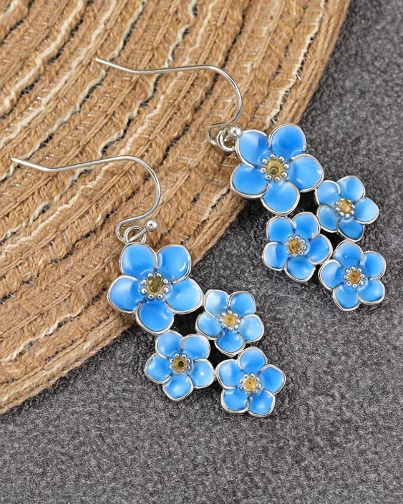 Forget Me Not Cluster Drop Earrings