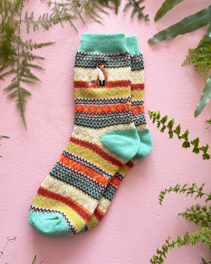 Secret Garden Fox Fair Isle Socks