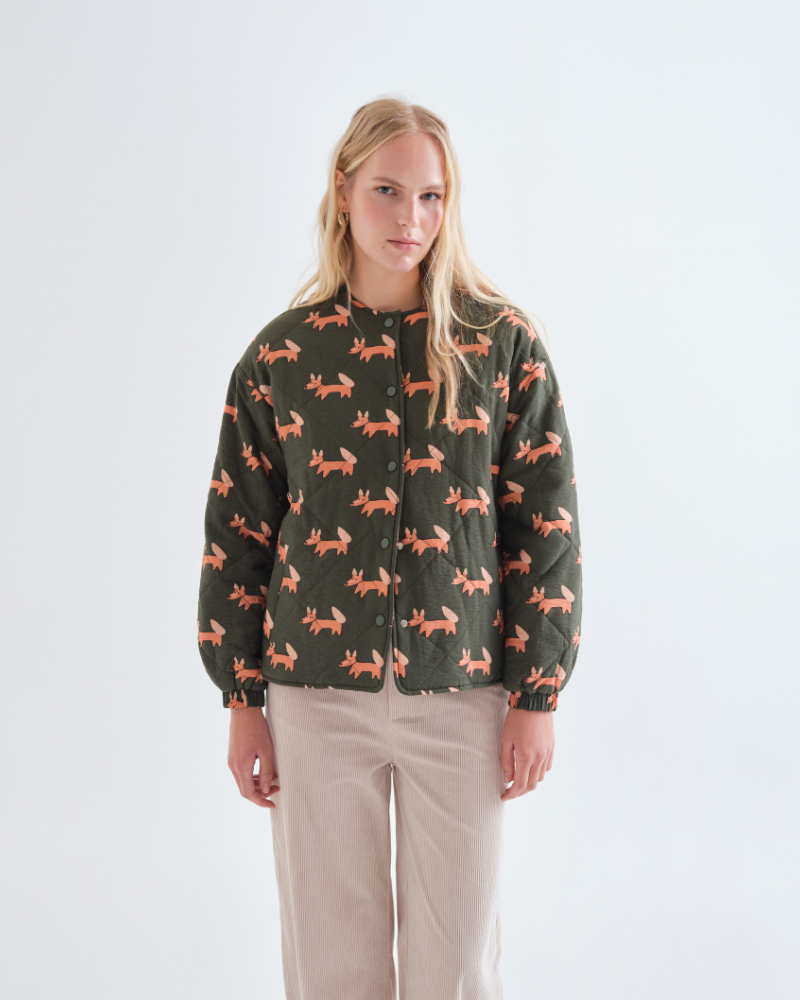 Foxy Fox Print Quilted Jacket