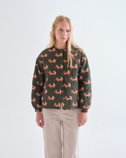 Foxy Fox Print Quilted Jacket