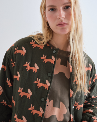 Foxy Fox Print Quilted Jacket