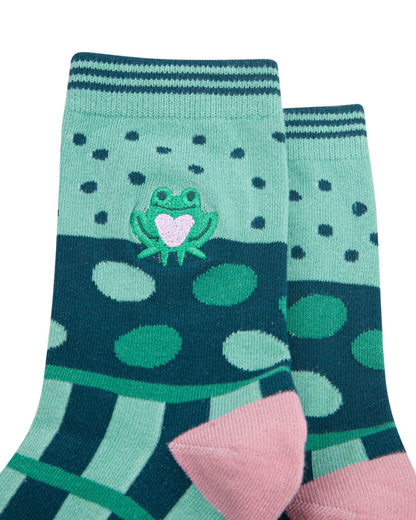 Frog Combed Cotton Embroidered Unisex Socks