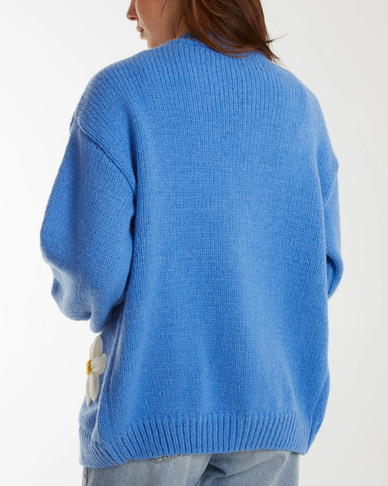 Flocking Daisy Cardigan Blue