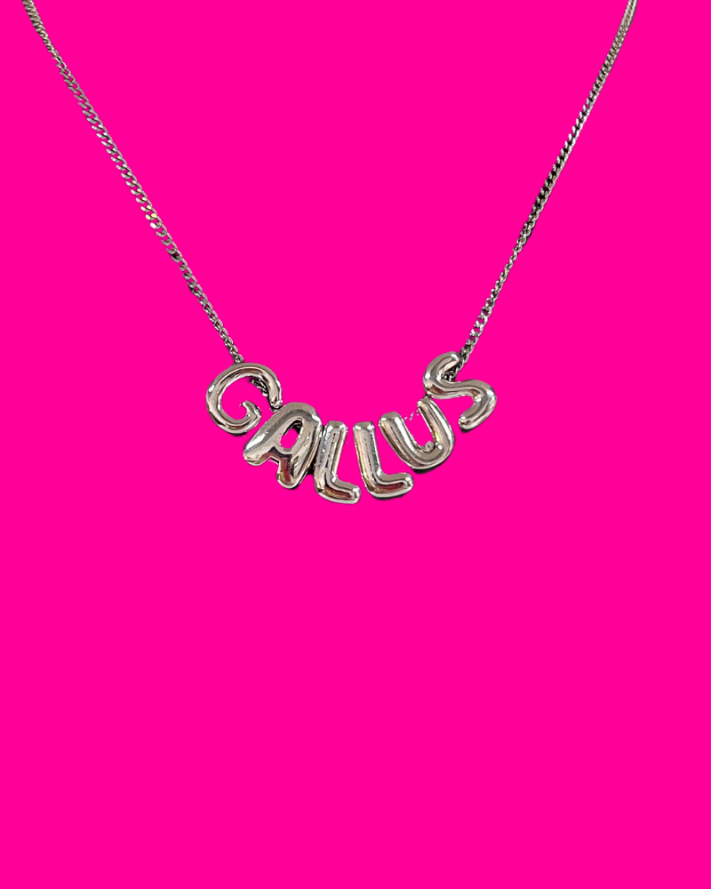Gallus Silver Bubble Writing Necklace