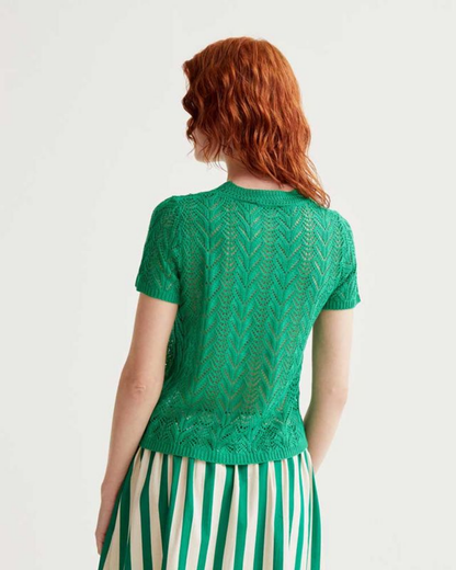 Green Fine Cableknit Jumper