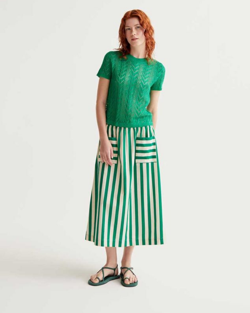 Green Fine Cableknit Jumper