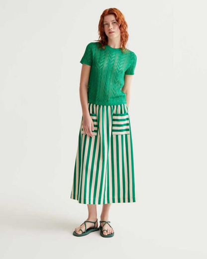 Green Fine Cableknit Jumper