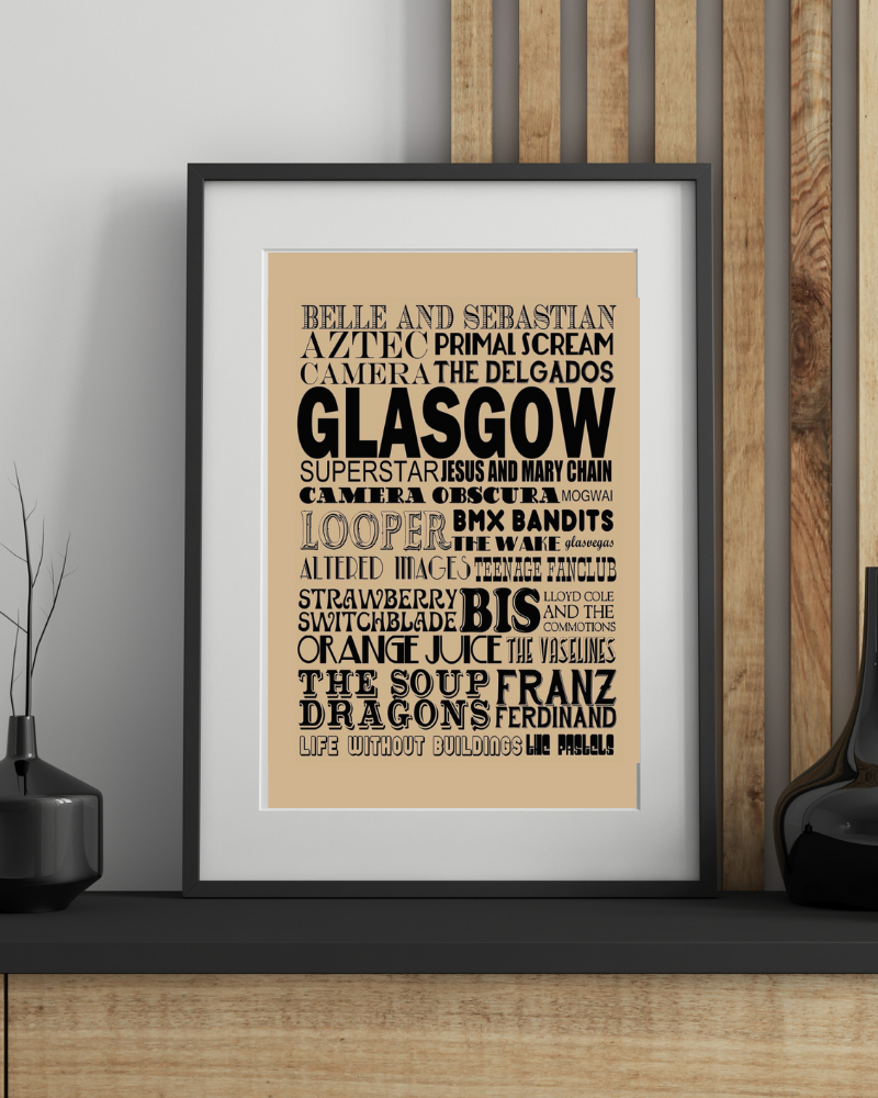 Glasgow Bands Art Print A3