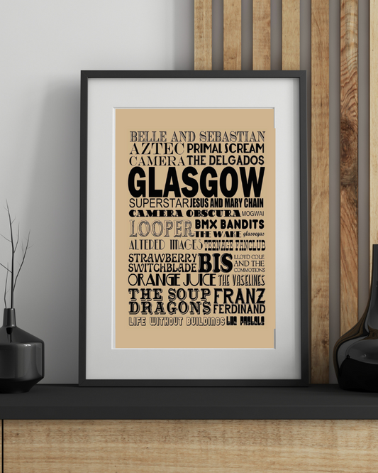 Glasgow Bands Art Print A3