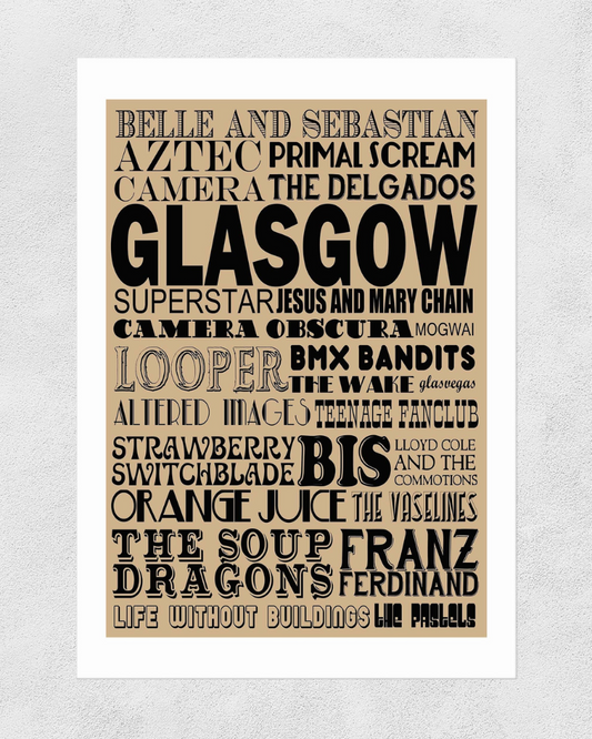 Glasgow Bands Art Print A3
